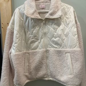 white sherpa-type jacket